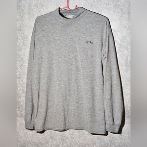 Vintage 90s LL Bean Mockneck Long Sleeve Gray Shirt‎ Adult Medium Made In USA